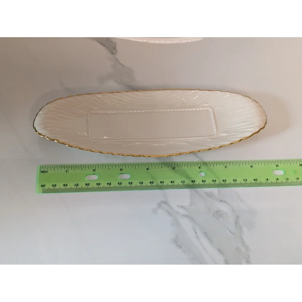 Lenox Ivory Fine China Butter Dish Tray Gold Trim Scalloped Made in USA
